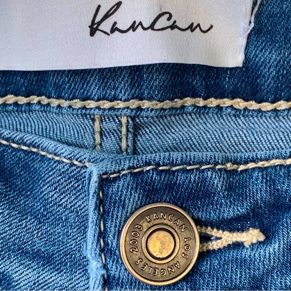 KanCan Denim - Kancan Distressed Blue Jeans (Size 7/27) 5 pockets with ragged/shredded hem